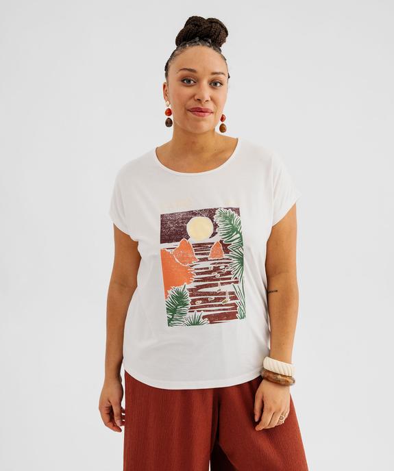 Tee-shirt femme grande taille à manches courtes avec motifs vue1 - GEMO (G TAILLE) - GEMO
