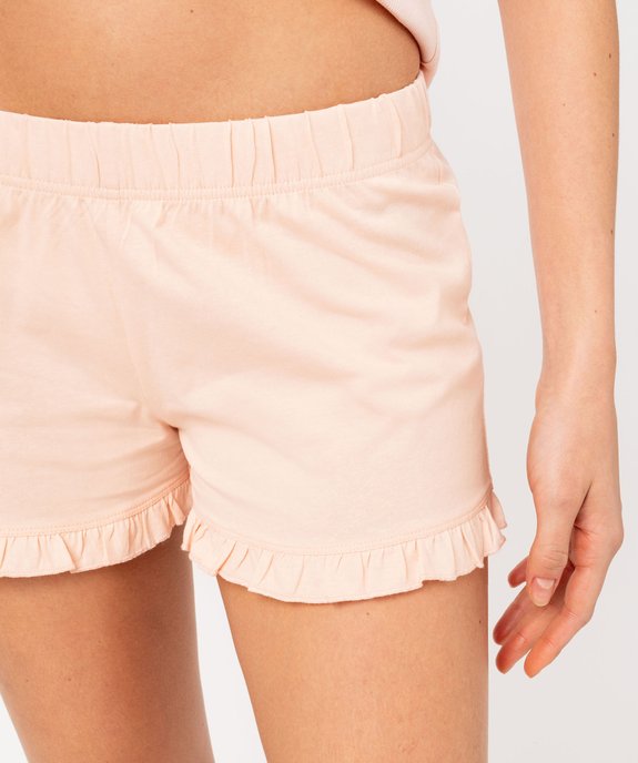 Short de pyjama avec finitions froncees femme rose GEMO