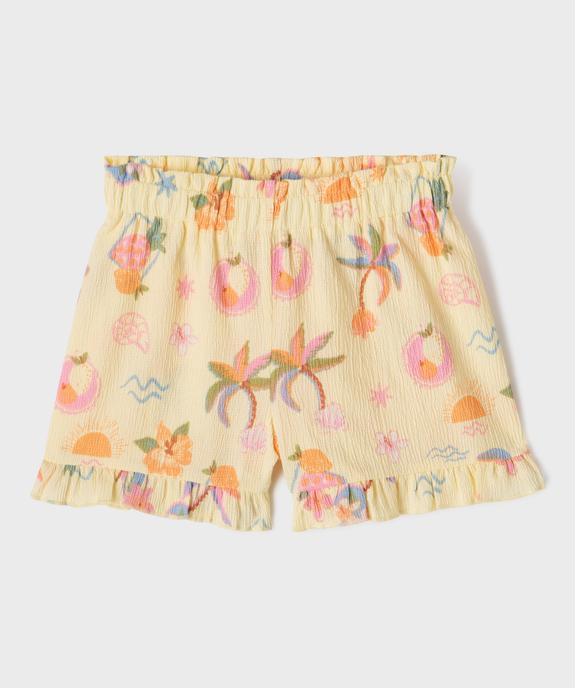 Short en maille texturée imprimée à volants fille vue1 - GEMO 4G FILLE - GEMO