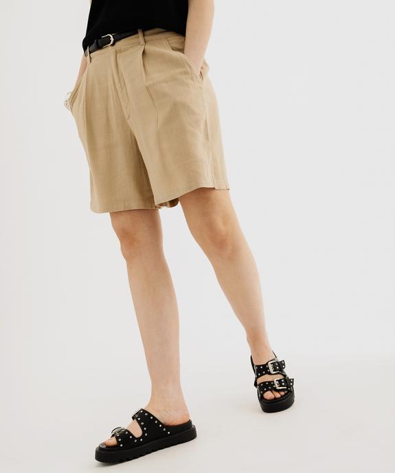Bermuda ample et chic en viscose-lin avec ceinture femme vue1 - GEMO(FEMME PAP) - GEMO