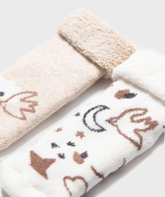 Bottons en coton avec intérieur bouclette motifs oiseaux bébé (lot de 2) - GEMO 4G BEBE Bottons en coton avec intérieur bouclette motifs oiseaux bébé (lot de 2) vue2 - GEMO 4G BEBE - GEMO