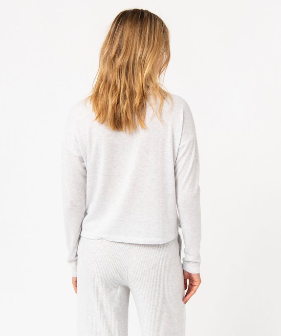 Haut de pyjama à manches longues en maille fine femme vue3 - GEMO(HOMWR FEM) - GEMO