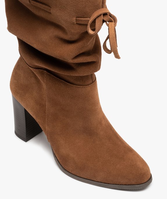 Bottes femme à talon dessus cuir retourné plissé - Tanéo vue6 - TANEO - GEMO