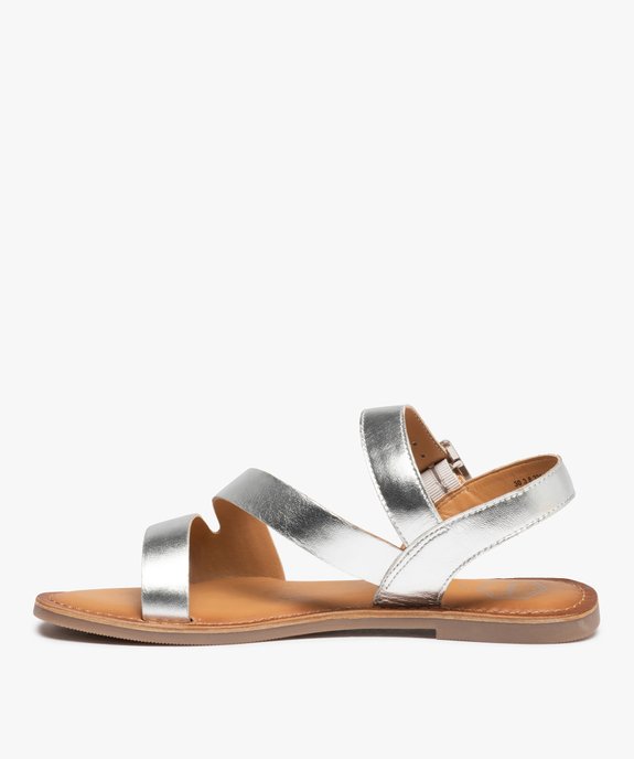Sandales femme à talon plat et brides en cuir uni - Tanéo vue3 - TANEO - GEMO