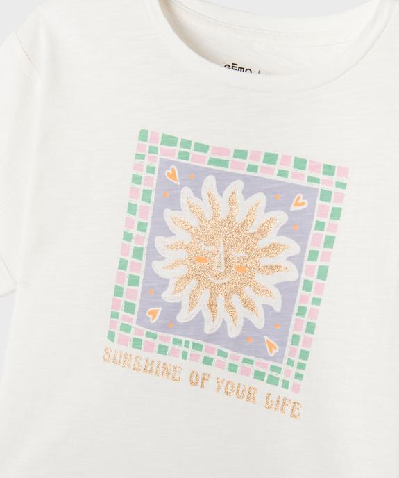 Tee-shirt manches courtes en jersey de coton à motif fille vue3 - GEMO 4G FILLE - GEMO