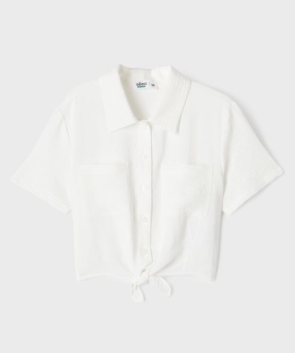 Chemise manches courtes coupe courte en crêpe froissé fille vue1 - GEMO 4G FILLE - GEMO