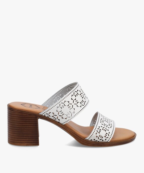 Mules femme à talon dessus cuir ajouré - Tanéo vue1 - TANEO - GEMO