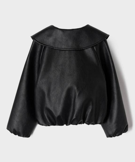 Veste courte à col Claudine en cuir imitation fille vue3 - GEMO (ENFANT) - GEMO