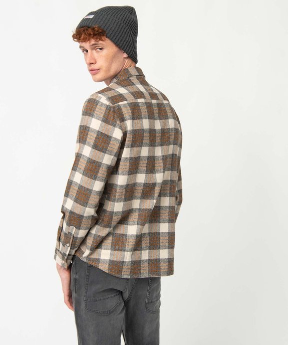 Chemise homme à carreaux aspect flanelle vue3 - GEMO (HOMME) - GEMO