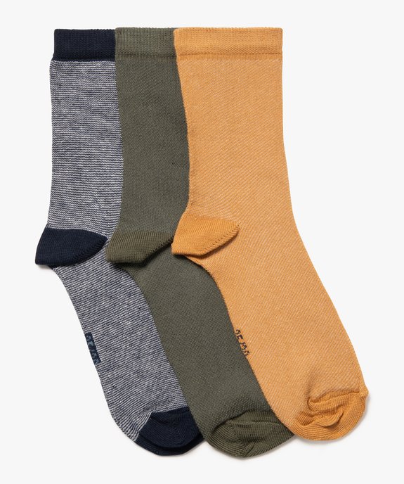 Chaussettes tige haute en coton piqué garçon (lot de 3) vue1 - GEMO (ENFANT) - GEMO