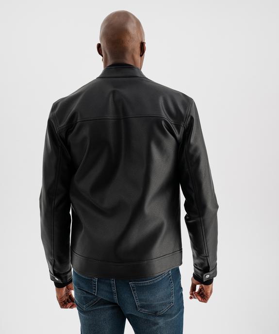 Blouson en cuir imitation fermeture zippée homme vue4 - GEMO (HOMME) - GEMO