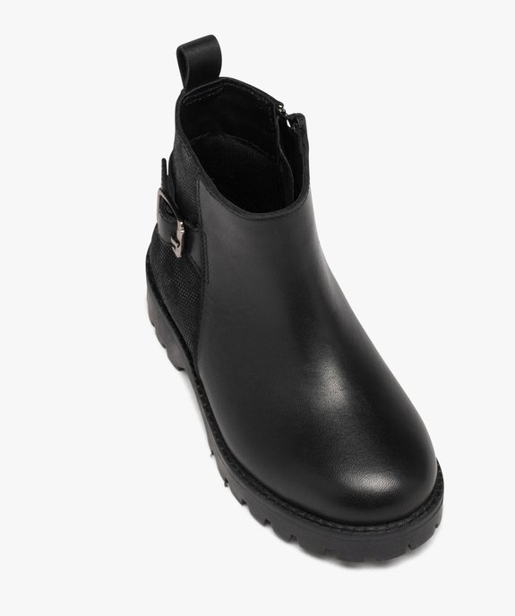 Boots fille dessus en cuir uni ajouré et à semelle crantée vue5 - GEMO (ENFANT) - GEMO