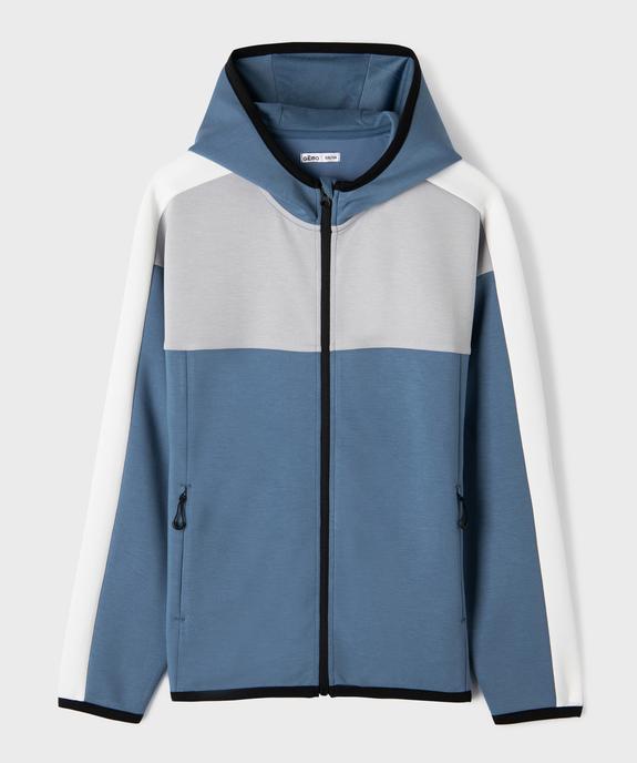 Sweat zippé à capuche en matière douce et extensible garçon vue1 - GEMO (JUNIOR) - GEMO