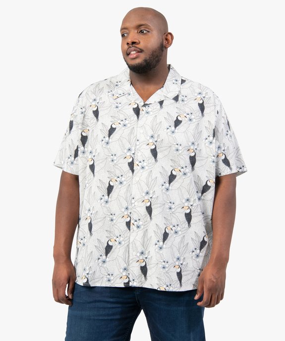 Chemise homme imprimée grande taille à motifs fleurs vue1 - GEMO (G TAILLE) - GEMO