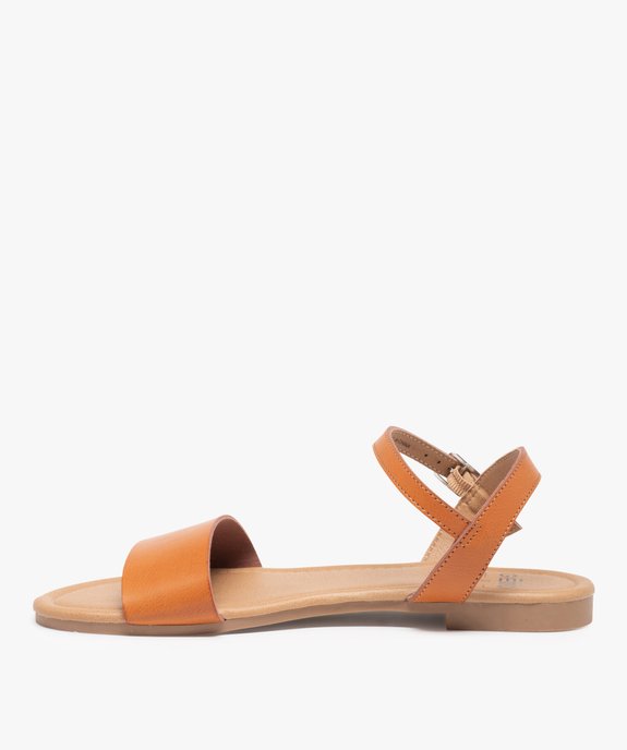 Nu-pieds femme unis à talon plat et bride large vue3 - GEMO (CASUAL) - GEMO
