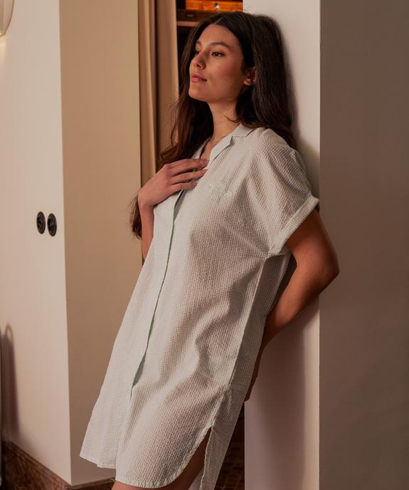 Chemise de nuit en seersucker à petits carreaux femme vue1 - GEMO(HOMWR FEM) - GEMO