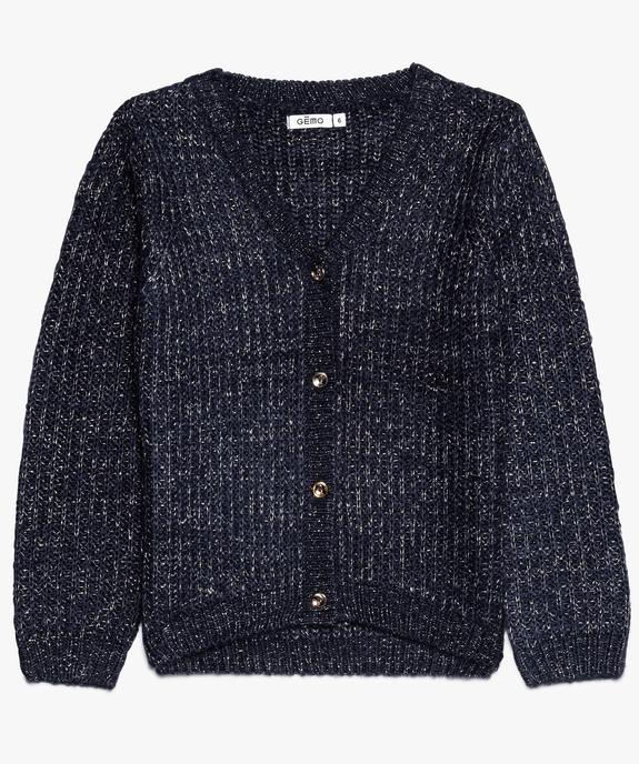Gilet fille en maille pailletée avec boutons métalliques vue1 - GEMO (ENFANT) - GEMO