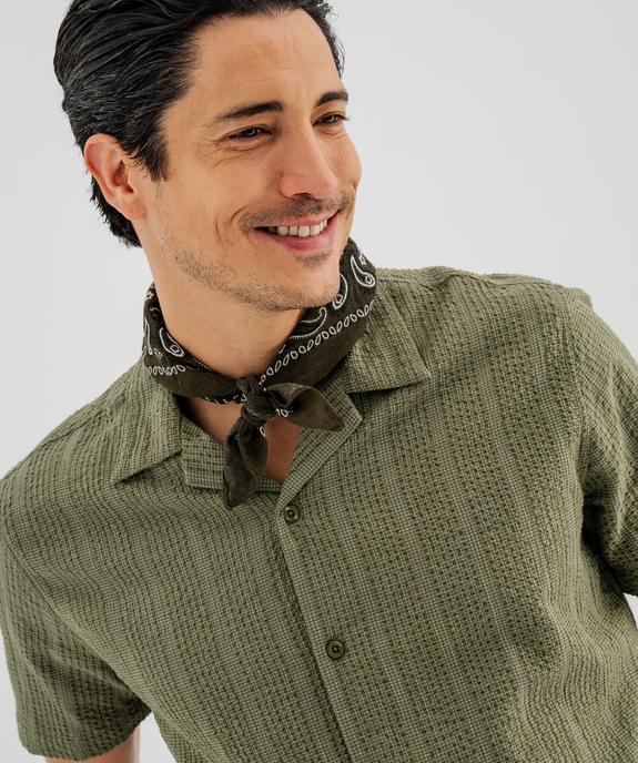 Chemise à manches courtes et col cubain en coton gaufré homme vue2 - GEMO 4G HOMME - GEMO