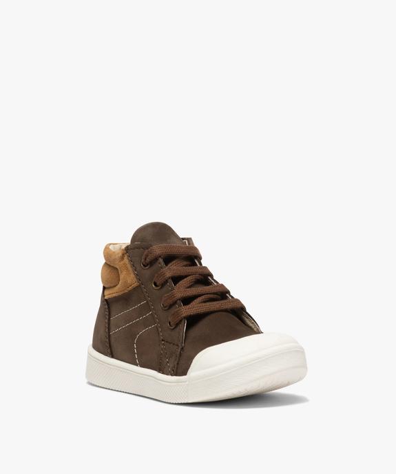 Baskets bébé garçon en cuir fermeture zippée vue2 - GEMO(BEBE DEBT) - GEMO