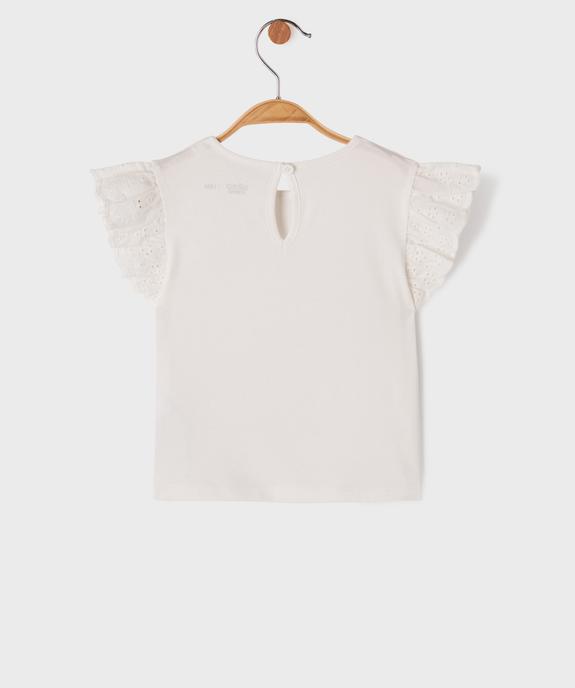 Tee-shirt manches courtes volantées en broderie bébé fille vue3 - GEMO(BEBE DEBT) - GEMO