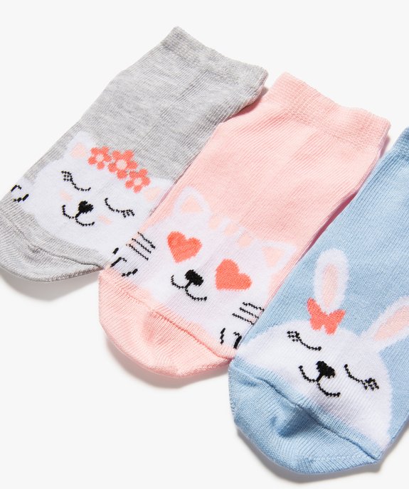 Chaussettes fille ultra courtes à motifs animaux (lot de 3) vue2 - GEMO (ENFANT) - GEMO