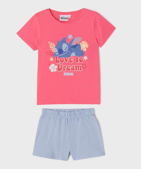 Pyjashort bicolore avec motif Stitch fille - Disney vue1 - LILO & STITCH - GEMO
