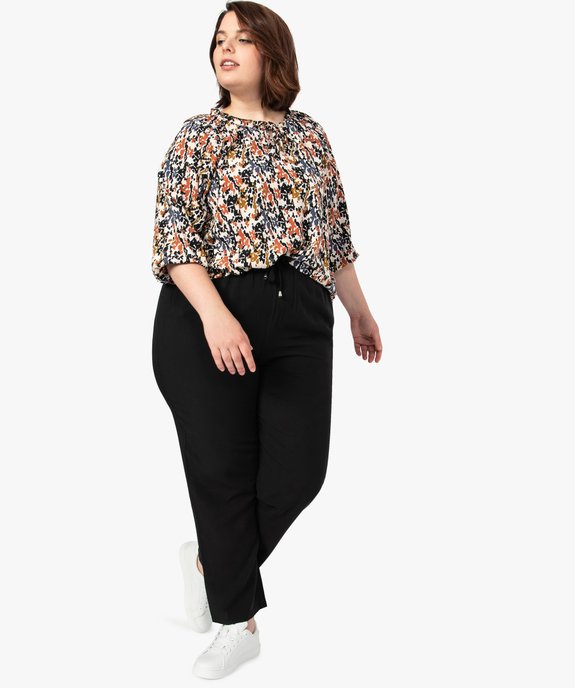 Pantalon femme grande taille uni large et fluide à taille élastiquée vue5 - GEMO (G TAILLE) - GEMO