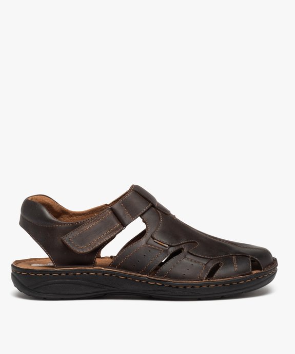 Sandales homme dessus en cuir et bout fermé vue1 - GEMO (CASUAL) - GEMO