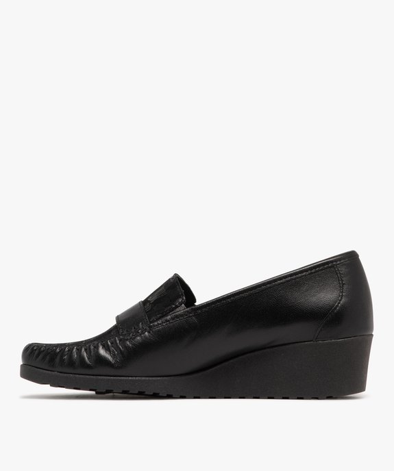 Mocassins femme à talon compensé en cuir et avec boucle fantaisie  vue3 - G'FLEX GEMO FOR GOOD - GEMO