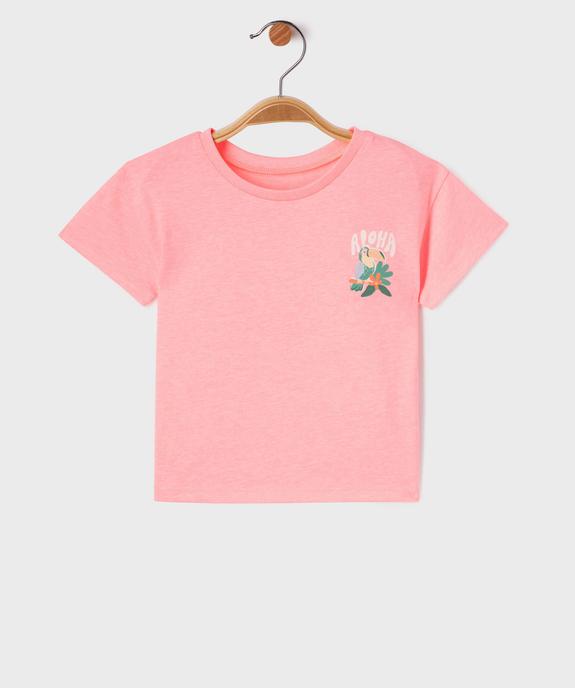 Tee-shirt manches courtes avec imprimé poitrine et dos bébé fille vue1 - GEMO 4G BEBE - GEMO