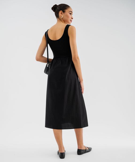 Robe longue avec buste en maille côtelée femme vue3 - GEMO 4G FEMME - GEMO