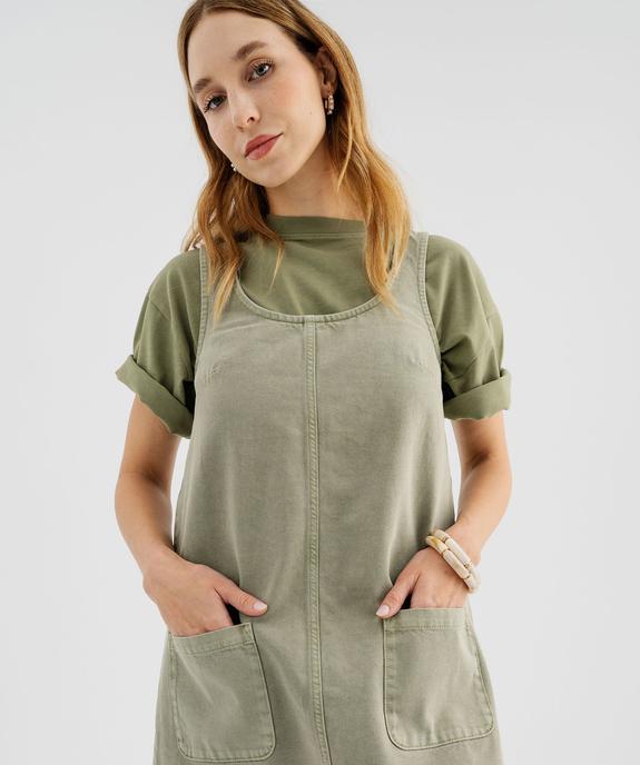 Robe courte en toile denim colorée femme vue2 - GEMO(FEMME PAP) - GEMO