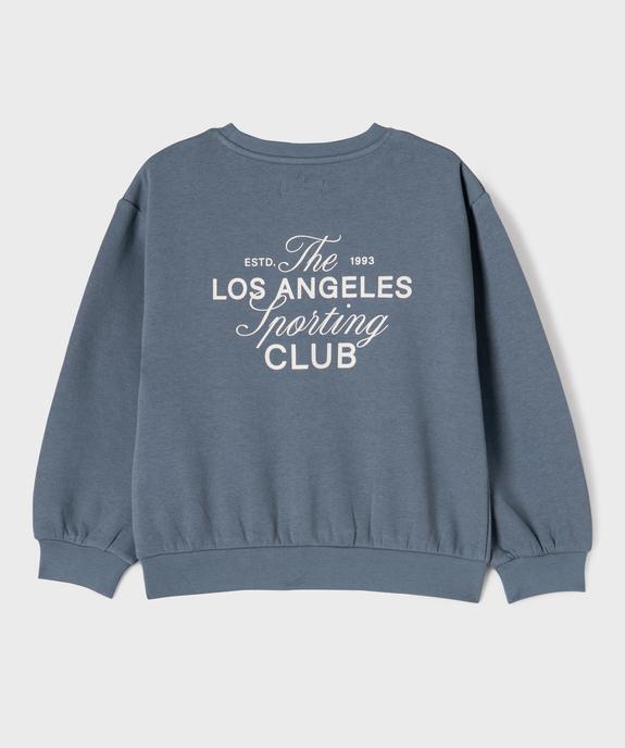 Sweat molletonné avec inscriptions fille vue3 - GEMO 4G FILLE - GEMO