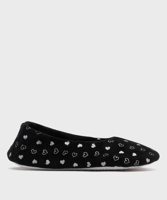 Chaussons ballerines en velours motifs coeurs femme vue1 - GEMO(HOMWR FEM) - GEMO