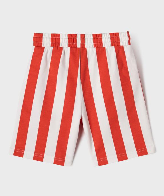 Bermuda rayé en maille French Terry avec taille ajustable garçon vue3 - GEMO (ENFANT) - GEMO