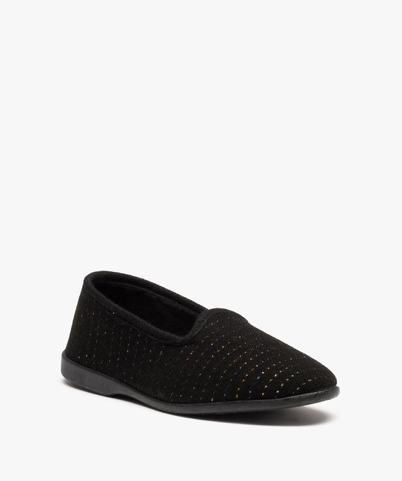 Chaussons femme style charentaises avec fil métallisé vue2 - GEMO 4G FEMME - GEMO