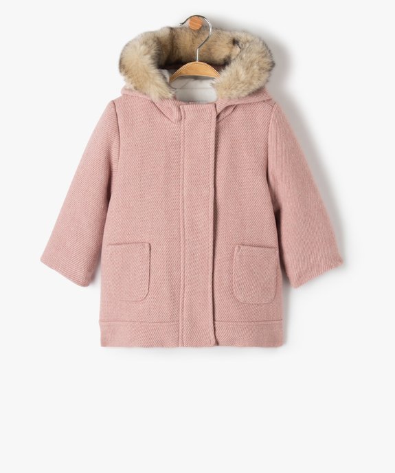 Manteau bébé fille doublé à capuche vue1 - GEMO 4G BEBE - GEMO