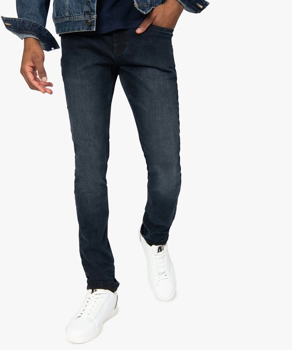 Jean homme skinny délavé avec plis sur les hanches vue1 - GEMO (HOMME) - GEMO