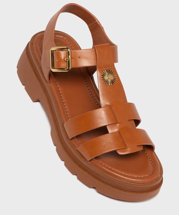 Sandales look spartiates à épaisse semelle crantée femme vue5 - 5 MILES - GEMO