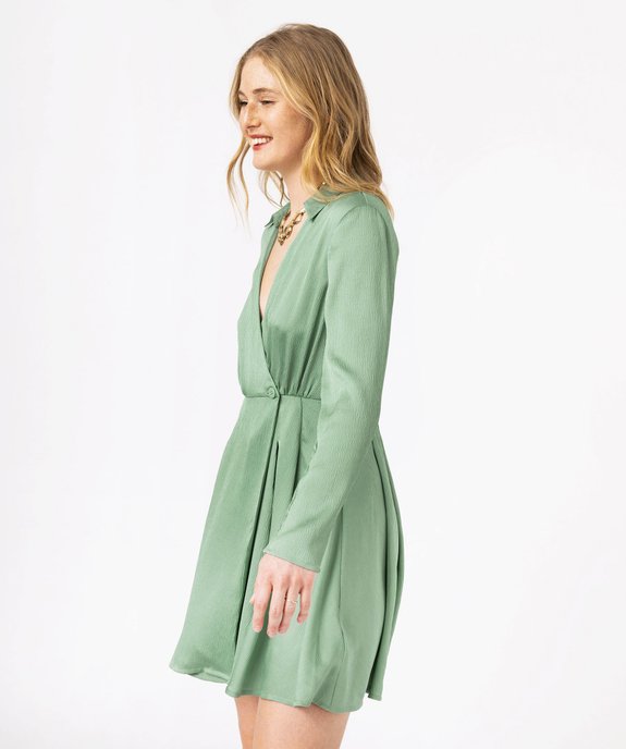 Robe à manches longues et col chemisier femme vue1 - GEMO(FEMME PAP) - GEMO