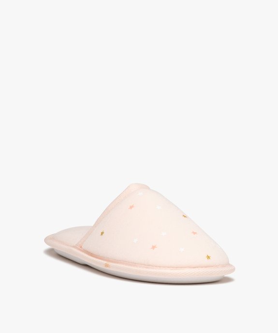 Chaussons femme mules plates en jersey à motifs étoilés vue2 - GEMO(HOMWR FEM) - GEMO