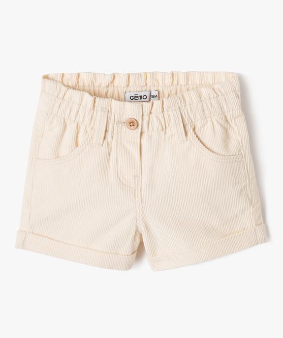 Short en velours à taille élastiquée et revers bébé fille vue1 - GEMO 4G BEBE - GEMO