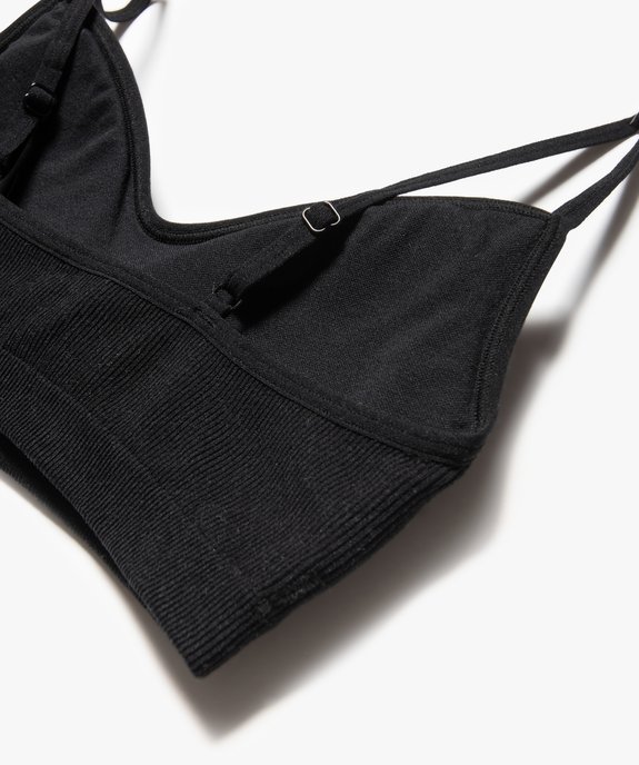 Brassière à fines bretelles en maille côtelée avec mousses amovibles fille vue2 - GEMO (JUNIOR) - GEMO