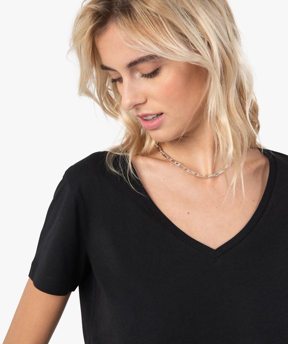 Tee-shirt femme à col V et manches courtes vue1 - GEMO(FEMME PAP) - GEMO