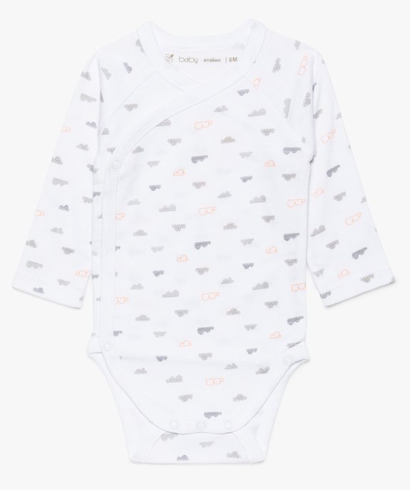 Body bébé à motif nuage en coton bio (lot de 3) vue2 - GEMO 4G BEBE - GEMO