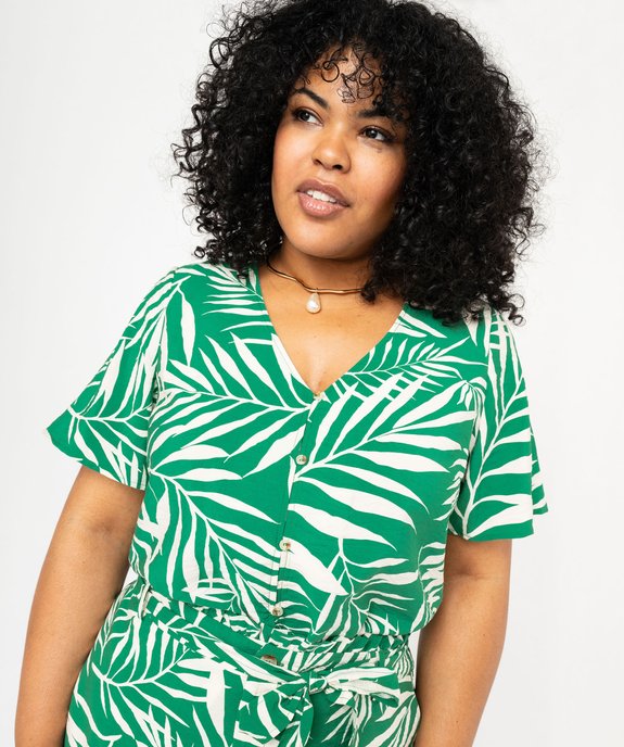 Blouse manches courtes fluide à col V et imprimé femme grande taille vue2 - GEMO (G TAILLE) - GEMO
