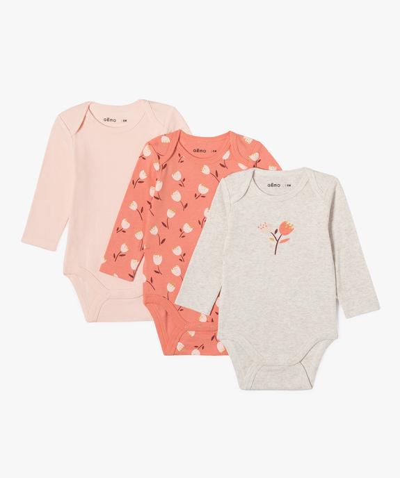 Bodies bébé imprimés à manches longues (lot de 3) vue1 - GEMO 4G BEBE - GEMO