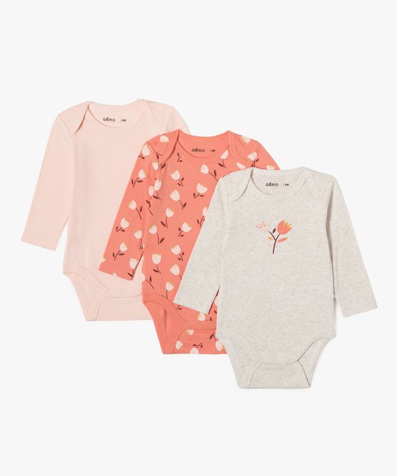 Bodies bébé imprimés à manches longues (lot de 3) vue1 - GEMO 4G BEBE - GEMO