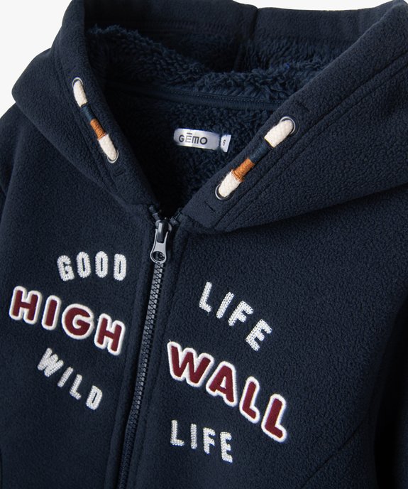 Sweat à capuche zippé en polaire doublé sherpa garçon vue2 - GEMO (ENFANT) - GEMO