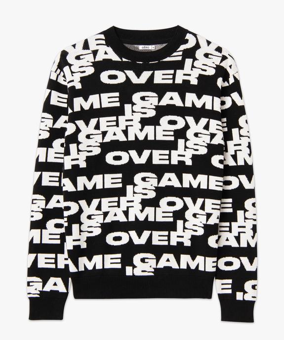 Pull jacquard avec inscriptions all over homme vue4 - GEMO (HOMME) - GEMO